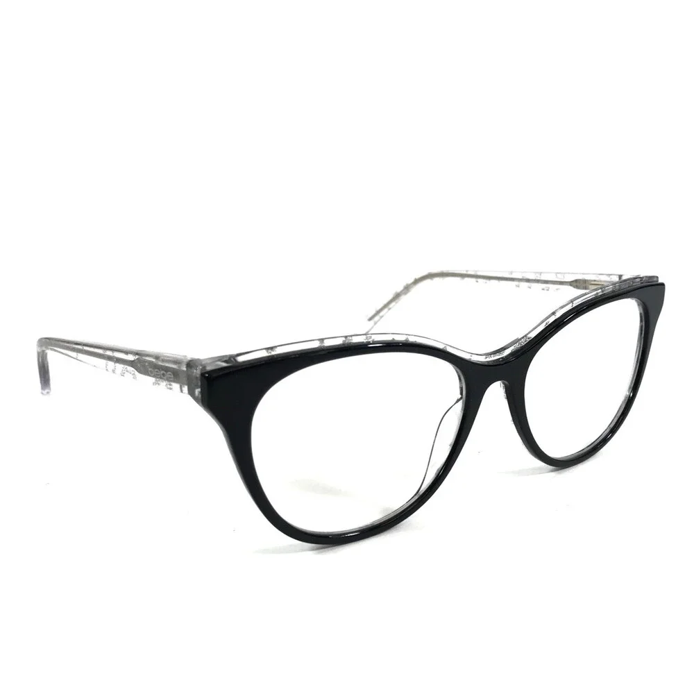 Bebe Eyeglasses Frames BB5189 001 JET Black Clear Silver Sparkly 55-17-135
